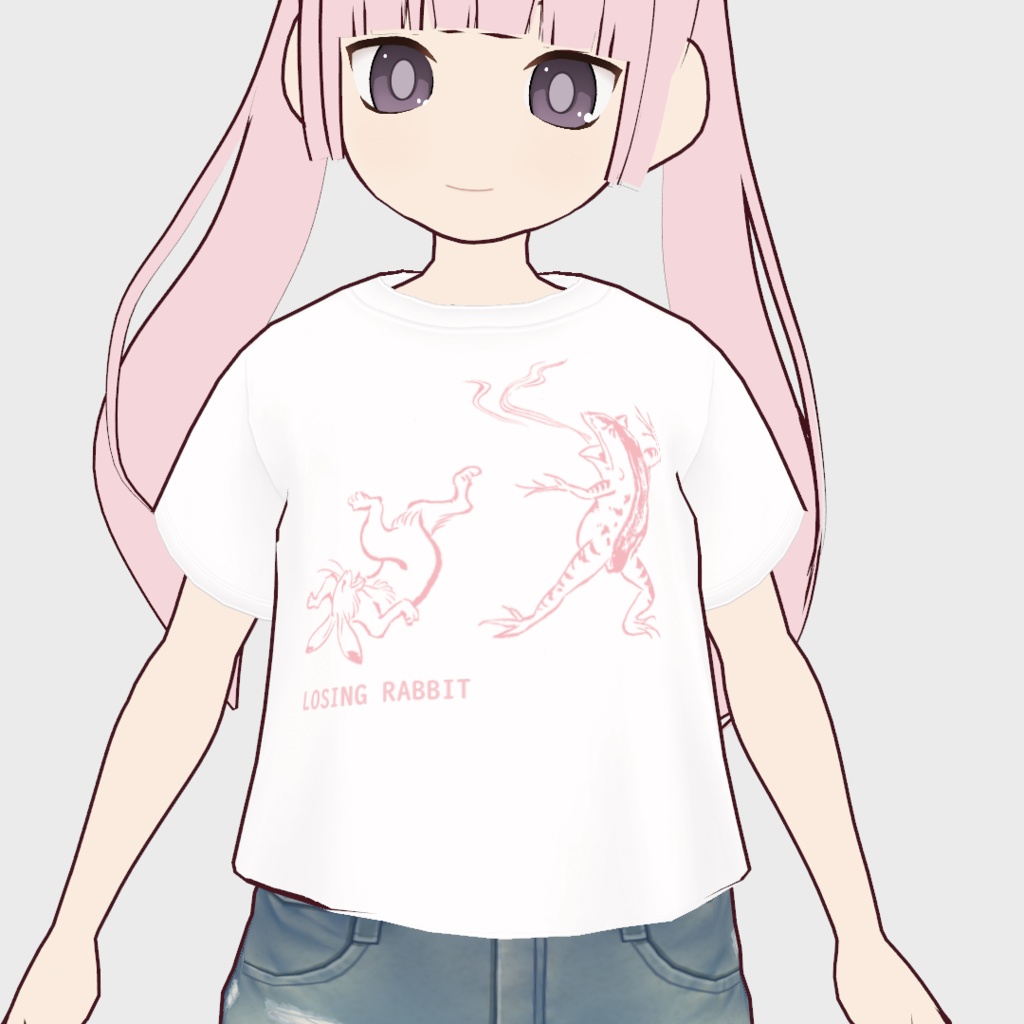 無料【VRoid】戯画Tシャツ ピンク