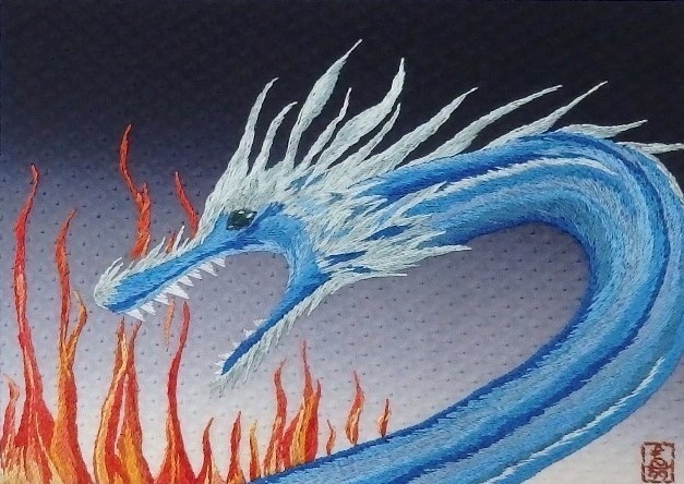 日本刺繍作品「生生流転と神楽」