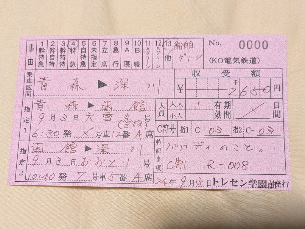 （お好きな区間でお作りします！）トレセン学園駅料金補充券
