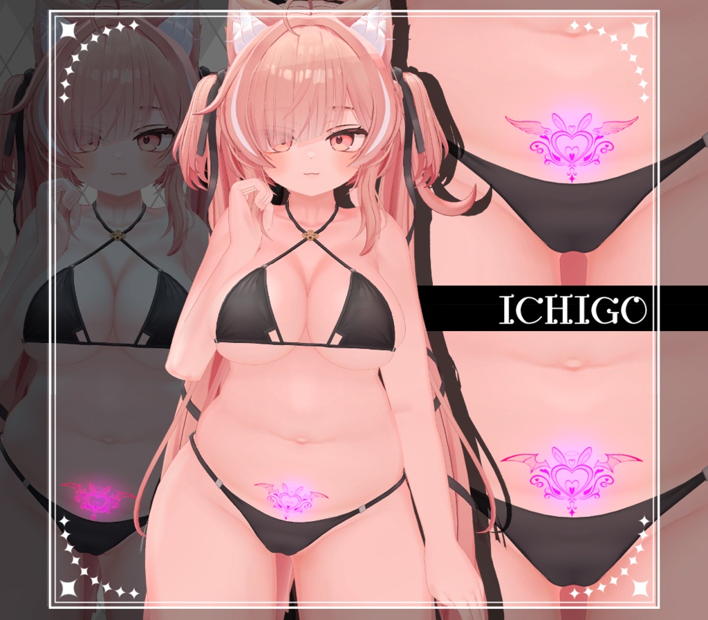 【Tatoo texture】うさきゅばすタトゥー 複数アバター対応 デザイン2種