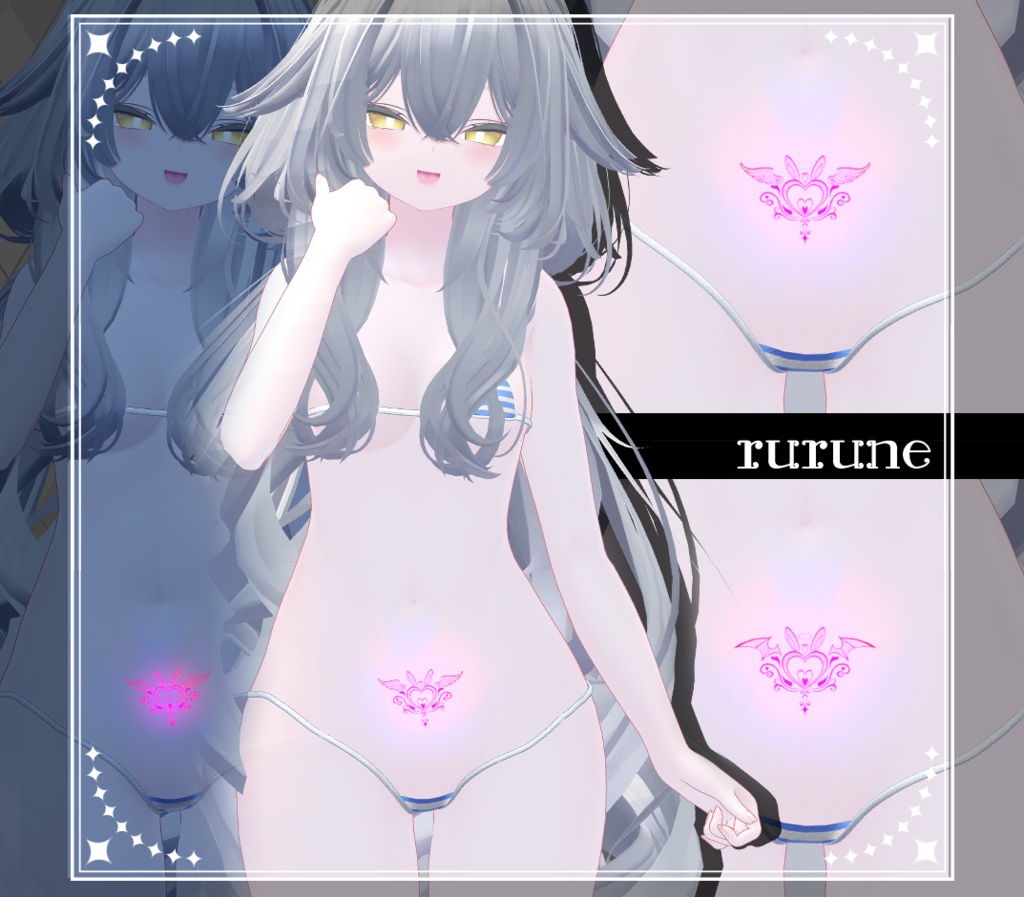 【Tatoo texture】うさきゅばすタトゥー 複数アバター対応 デザイン2種