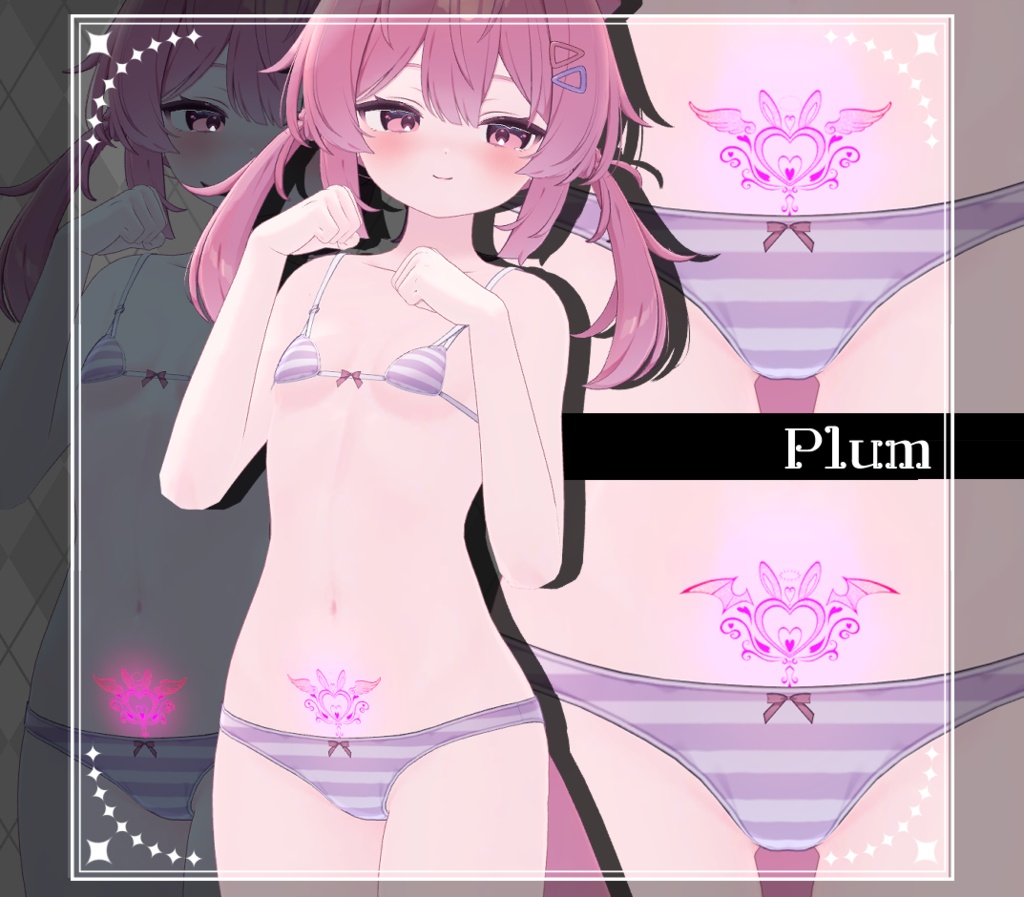 【Tatoo texture】うさきゅばすタトゥー 複数アバター対応 デザイン2種