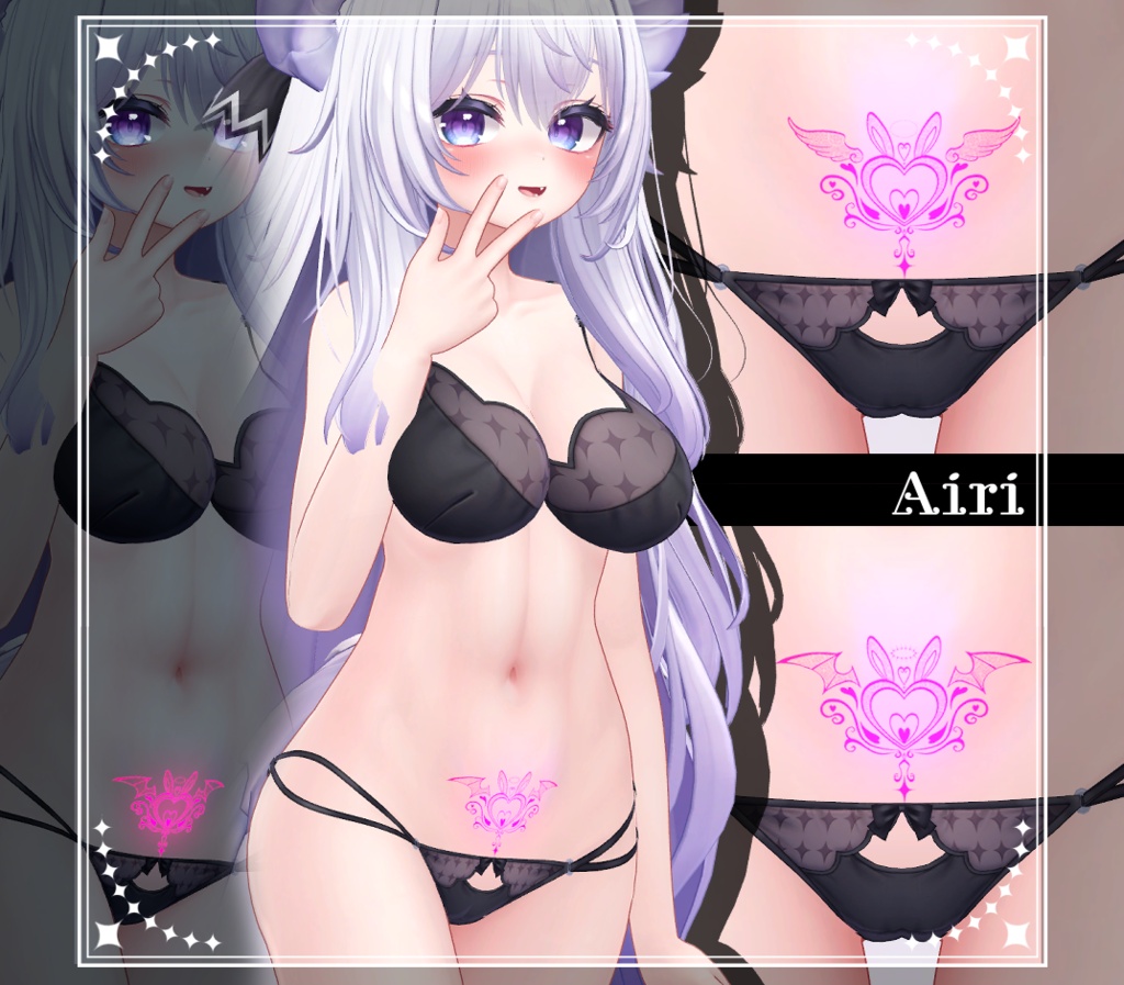 【Tatoo texture】うさきゅばすタトゥー 複数アバター対応 デザイン2種