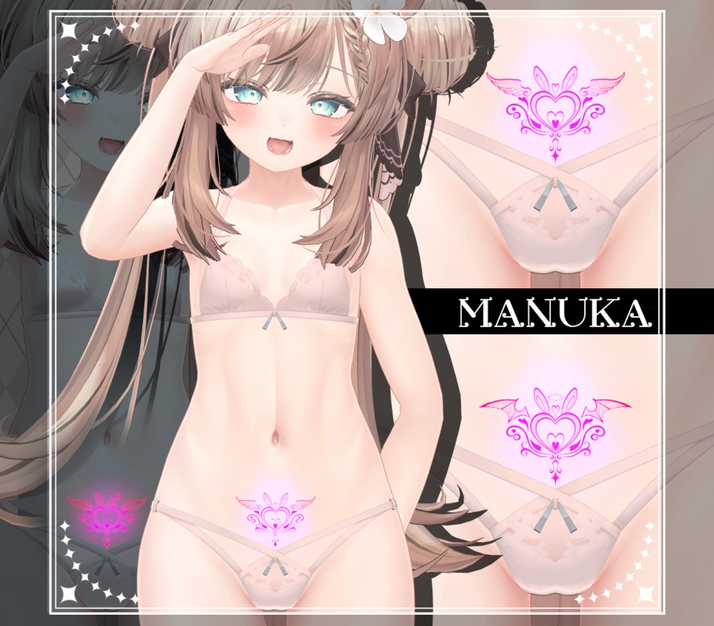 【Tatoo texture】うさきゅばすタトゥー 複数アバター対応 デザイン2種