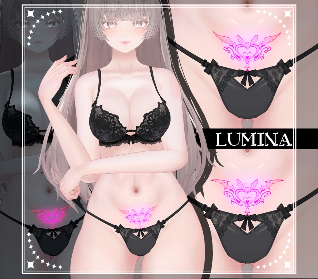 【Tatoo texture】うさきゅばすタトゥー 複数アバター対応 デザイン2種