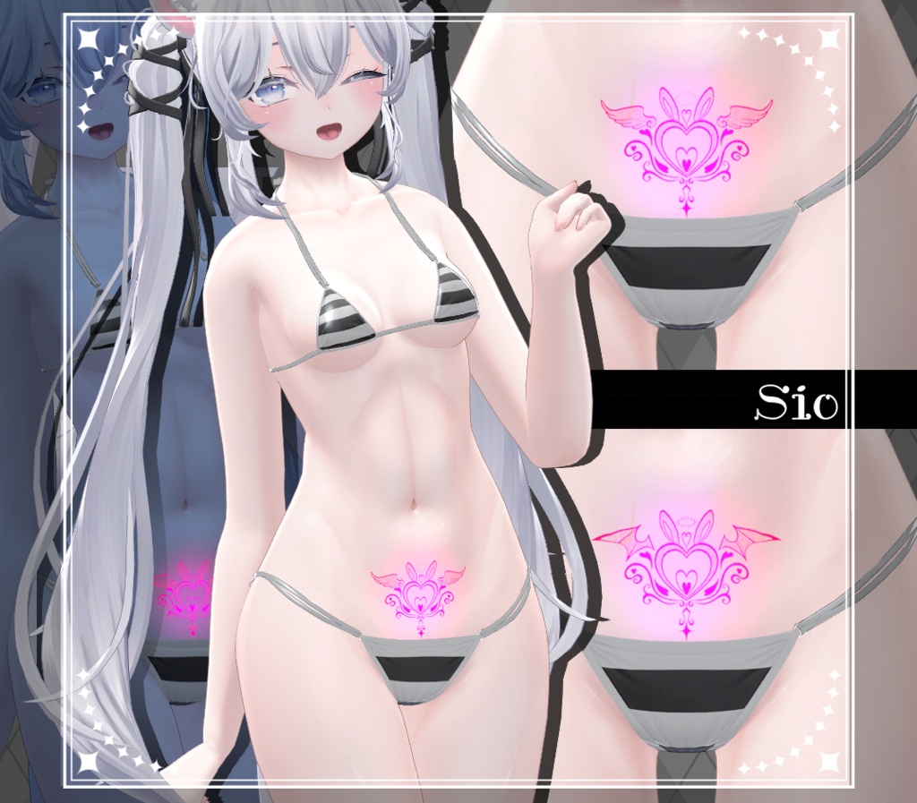 【Tatoo texture】うさきゅばすタトゥー 複数アバター対応 デザイン2種