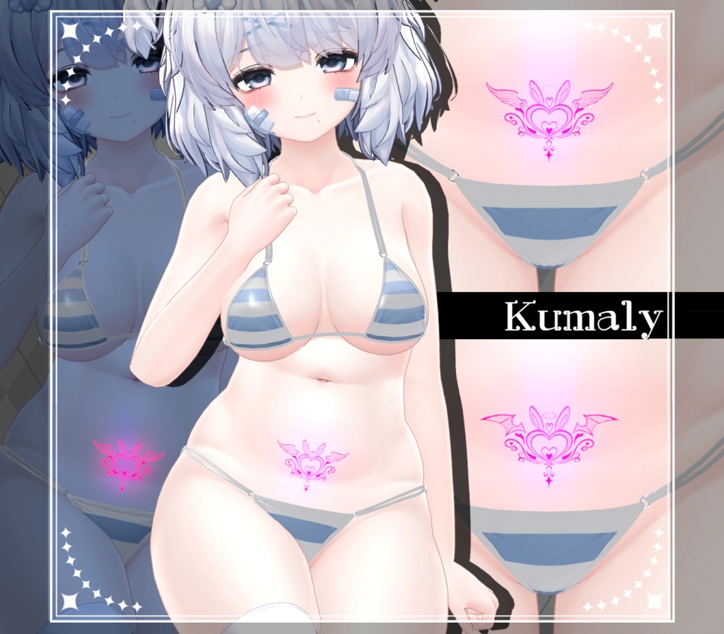 【Tatoo texture】うさきゅばすタトゥー 複数アバター対応 デザイン2種