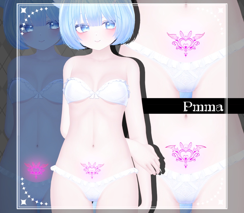 【Tatoo texture】うさきゅばすタトゥー 複数アバター対応 デザイン2種