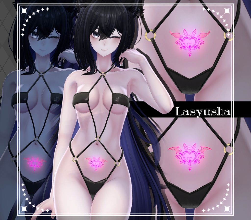 【Tatoo texture】うさきゅばすタトゥー 複数アバター対応 デザイン2種