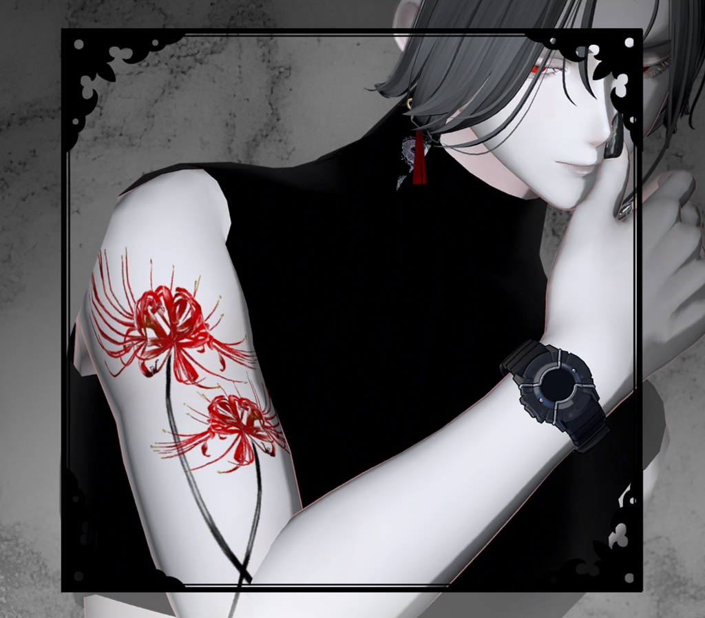 【Tatoo texture】彼岸花 -Licorice- タトゥー 複数デザインセット