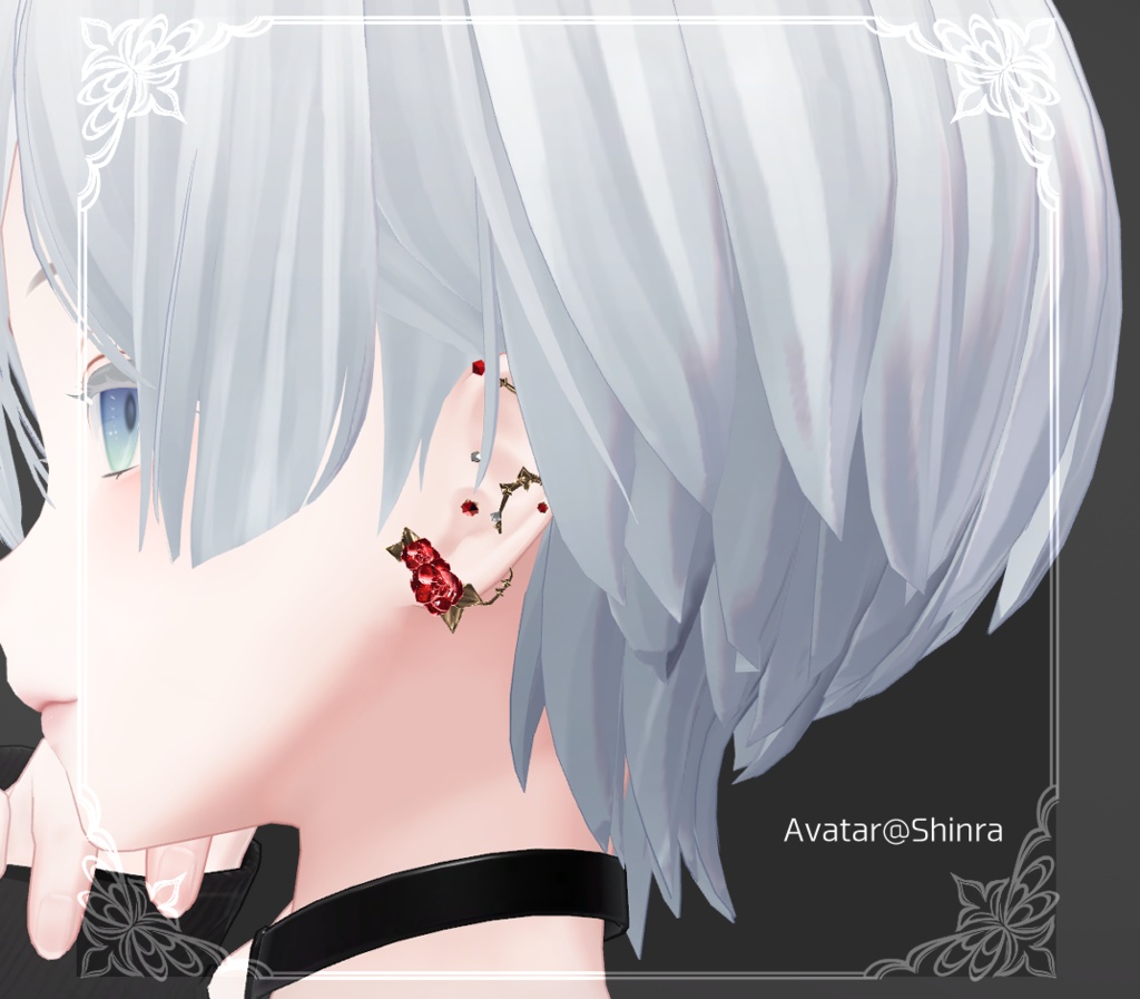 ★SALE中★【複数アバター対応】Rose & Thorn earrings【VRChat想定】