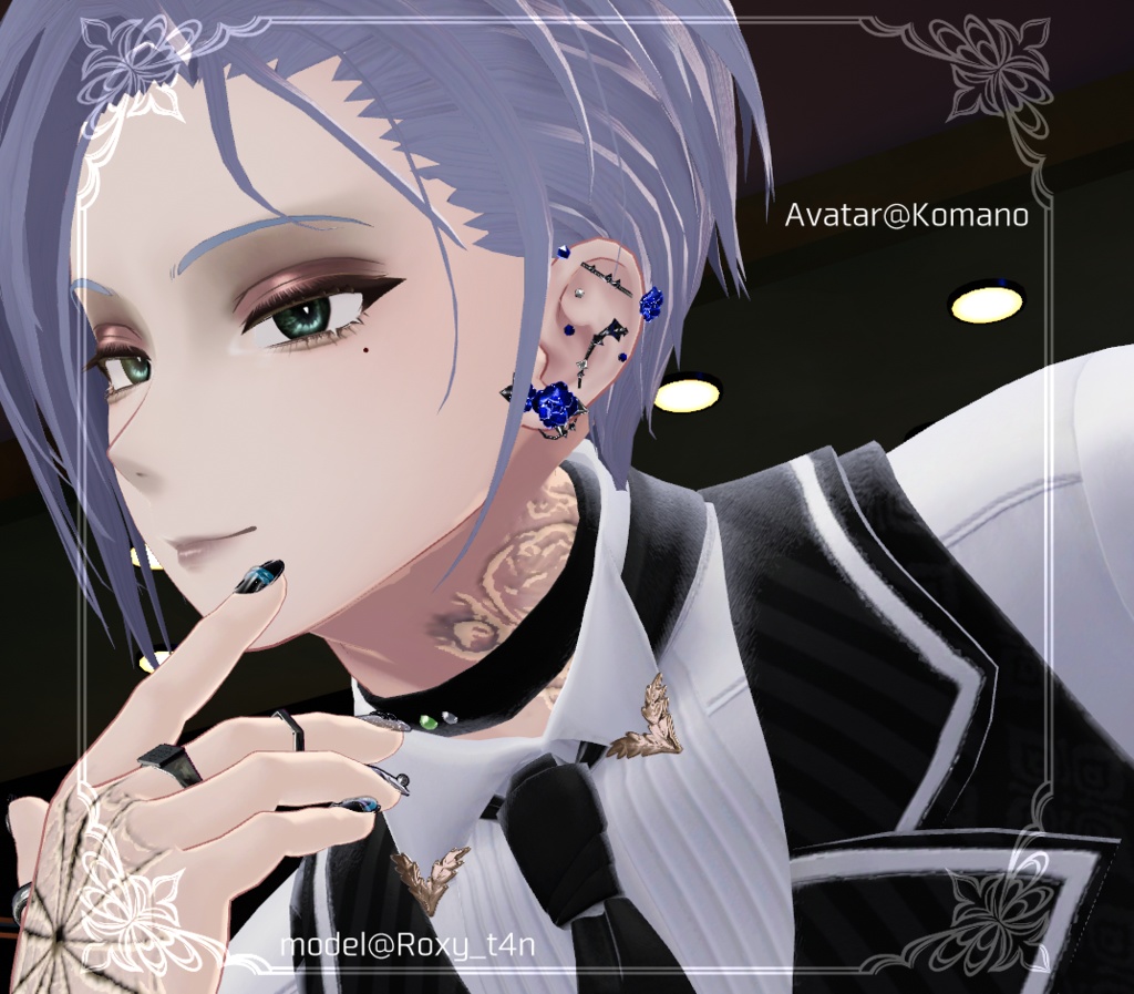 ★SALE中★【複数アバター対応】Rose & Thorn earrings【VRChat想定】