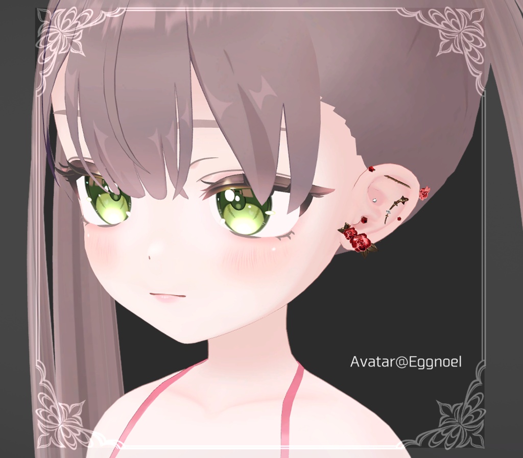 【複数アバター対応】Rose & Thorn earrings【VRChat想定】