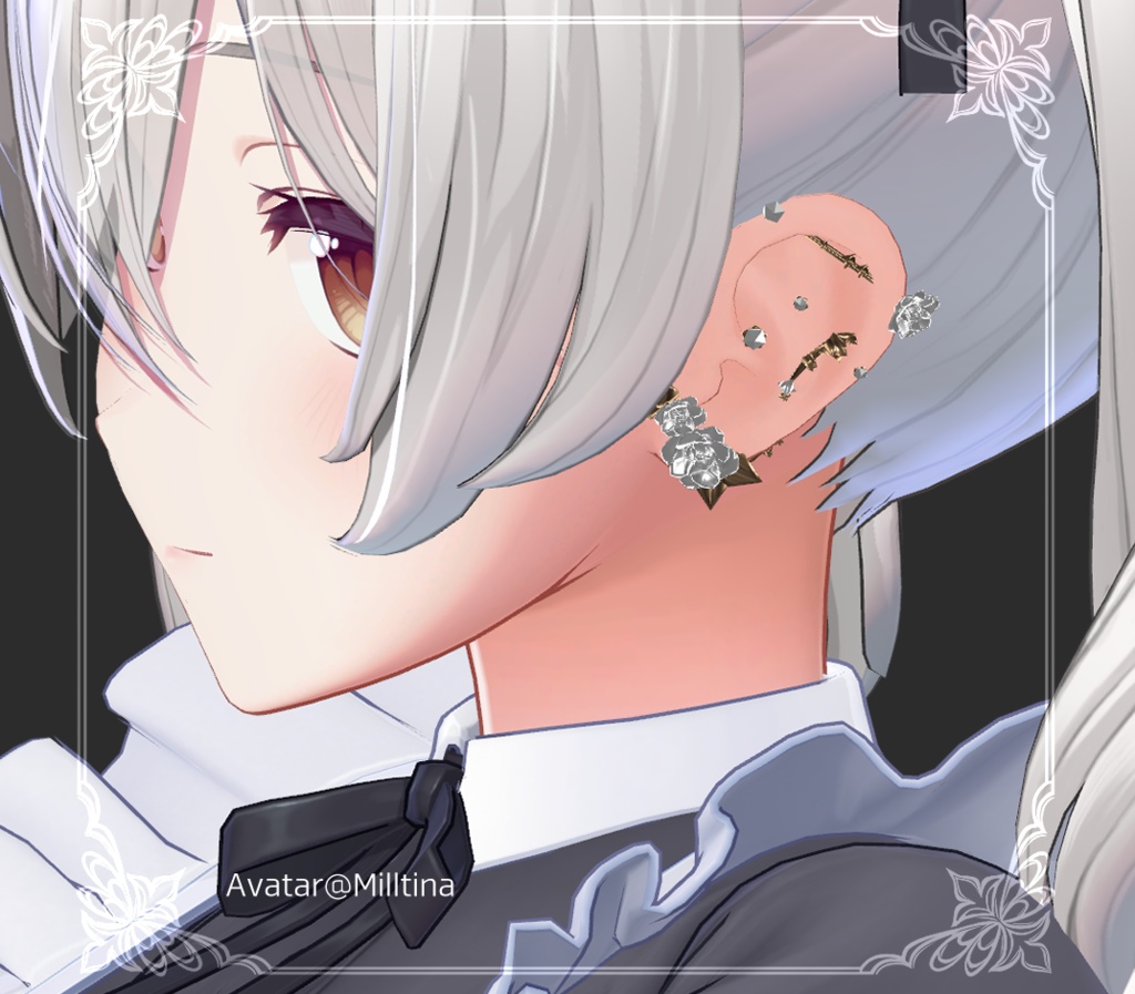 ★SALE中★【複数アバター対応】Rose & Thorn earrings【VRChat想定】