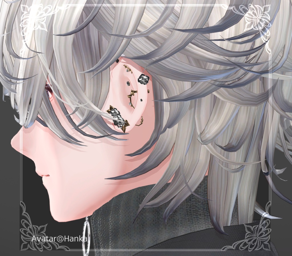 ★SALE中★【複数アバター対応】Rose & Thorn earrings【VRChat想定】
