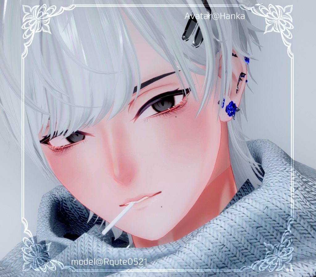 ★SALE中★【複数アバター対応】Rose & Thorn earrings【VRChat想定】