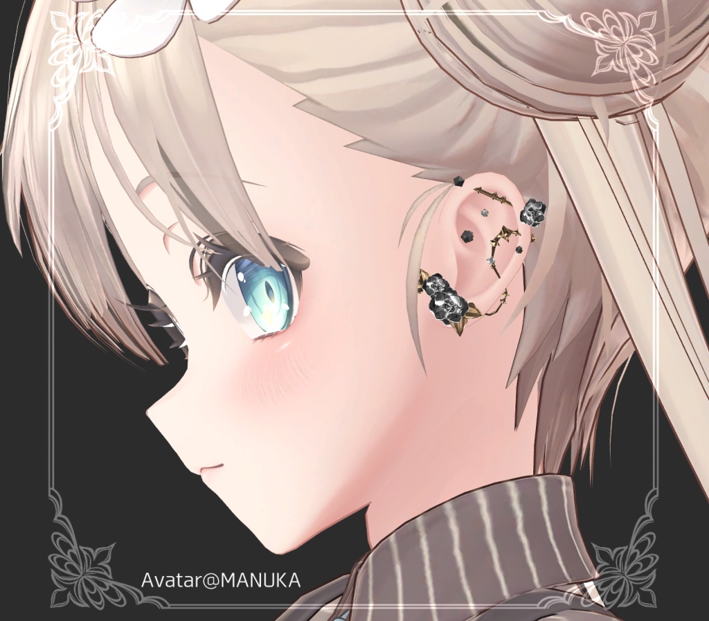 ★SALE中★【複数アバター対応】Rose & Thorn earrings【VRChat想定】
