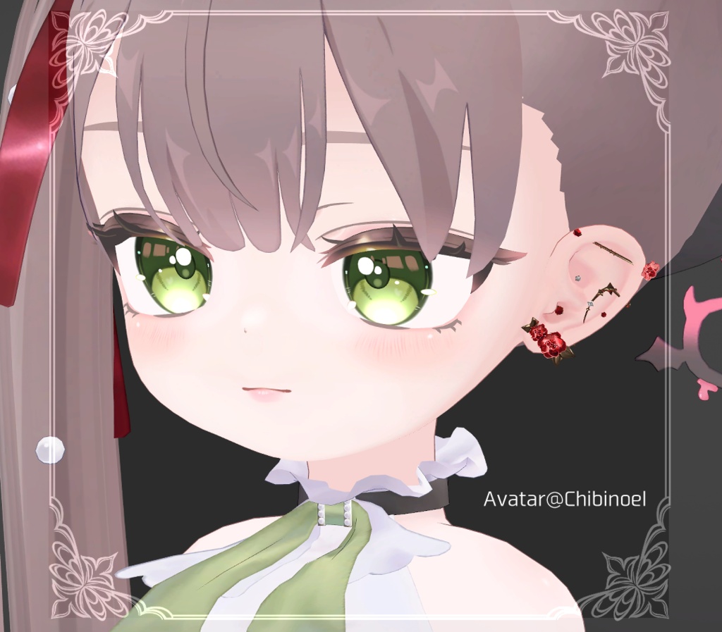 【複数アバター対応】Rose & Thorn earrings【VRChat想定】
