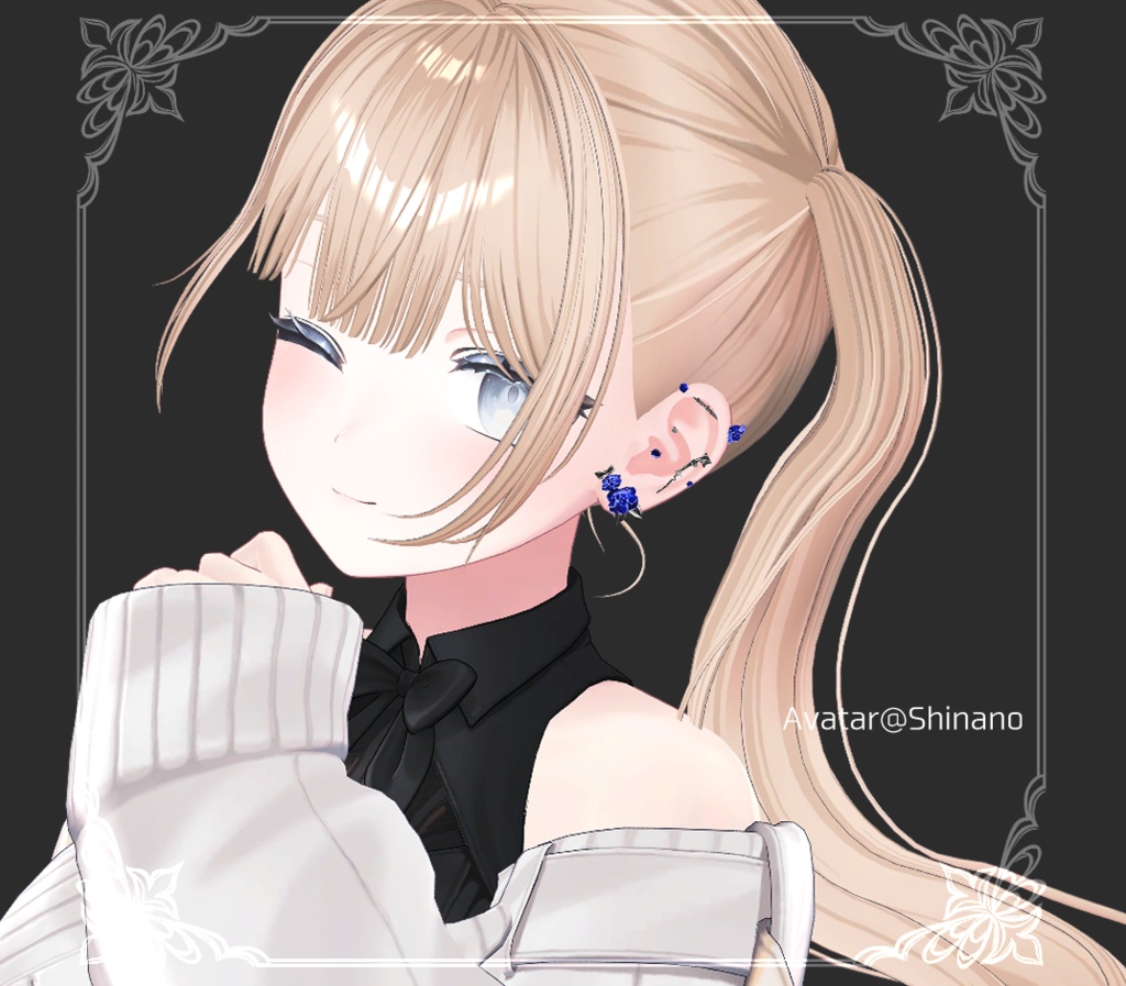 ★SALE中★【複数アバター対応】Rose & Thorn earrings【VRChat想定】