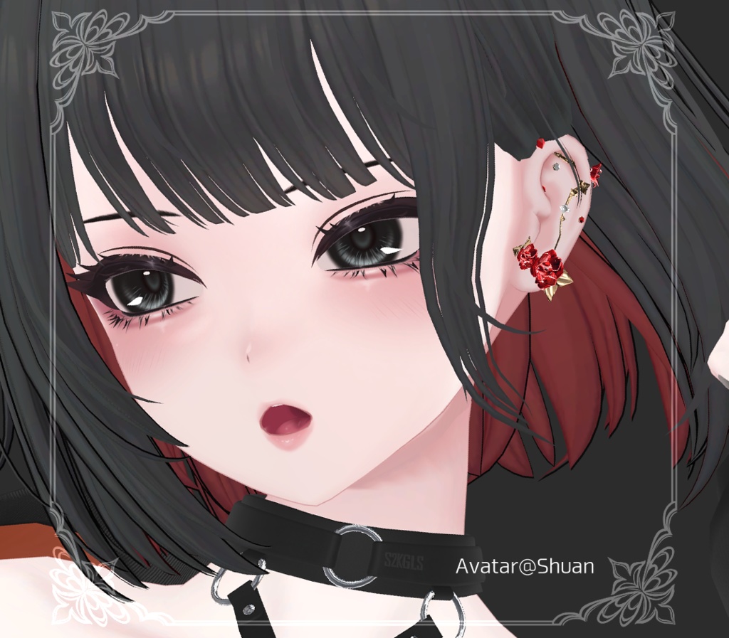 ★SALE中★【複数アバター対応】Rose & Thorn earrings【VRChat想定】
