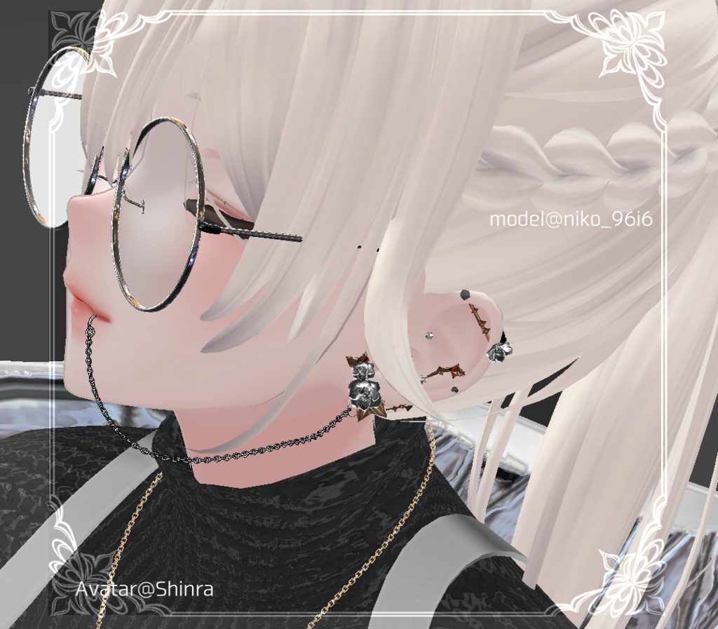 ★SALE中★【複数アバター対応】Rose & Thorn earrings【VRChat想定】