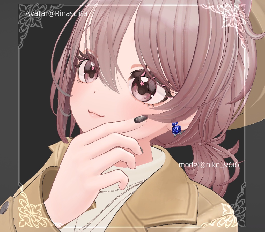 ★SALE中★【複数アバター対応】Rose & Thorn earrings【VRChat想定】