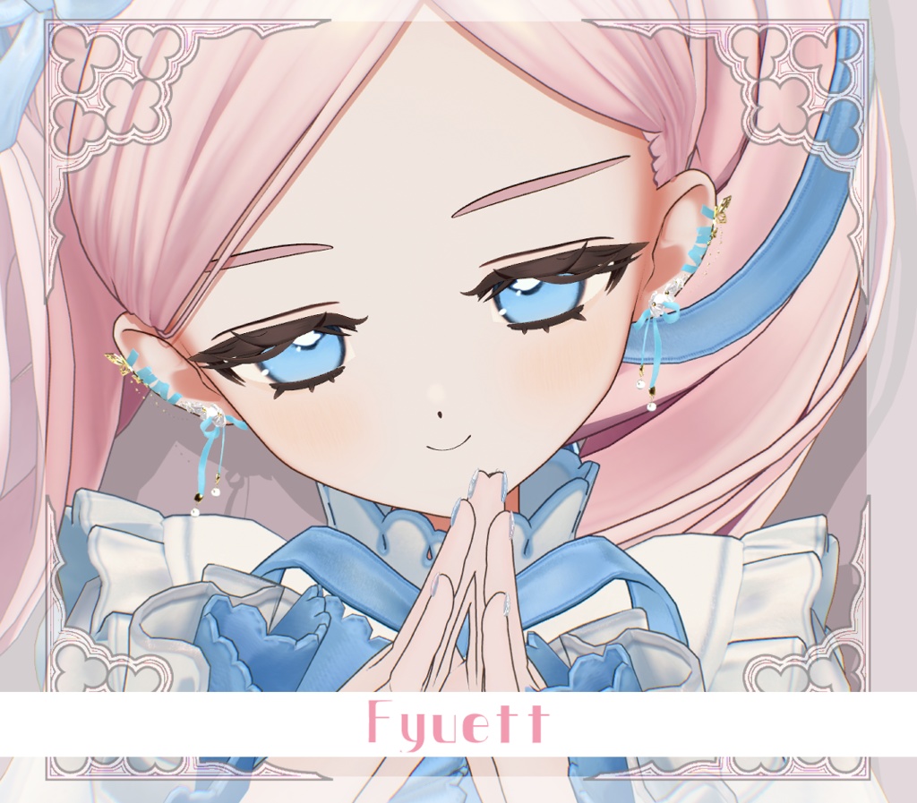 【複数アバター対応】Sweet Bloom Ribbon Pierce【VRChat想定】