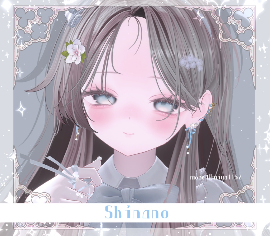 【複数アバター対応】Sweet Bloom Ribbon Pierce【VRChat想定】