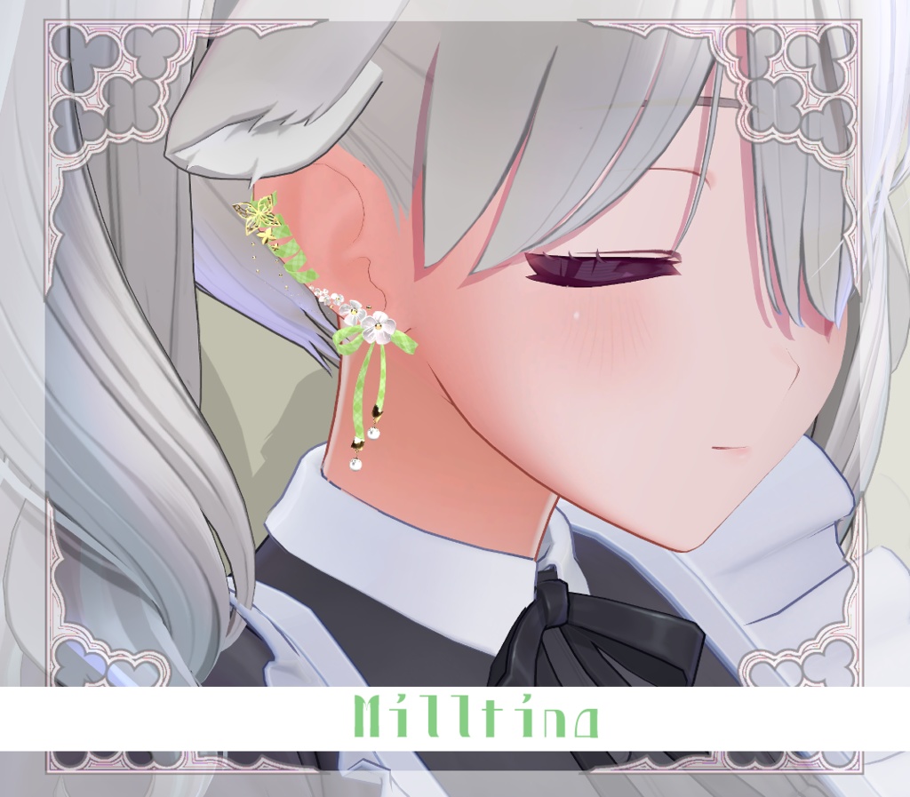 【複数アバター対応】Sweet Bloom Ribbon Pierce【VRChat想定】