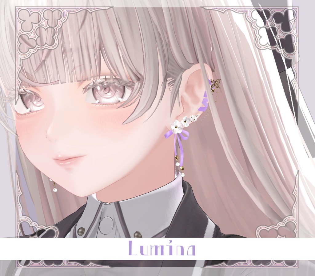 【複数アバター対応】Sweet Bloom Ribbon Pierce【VRChat想定】