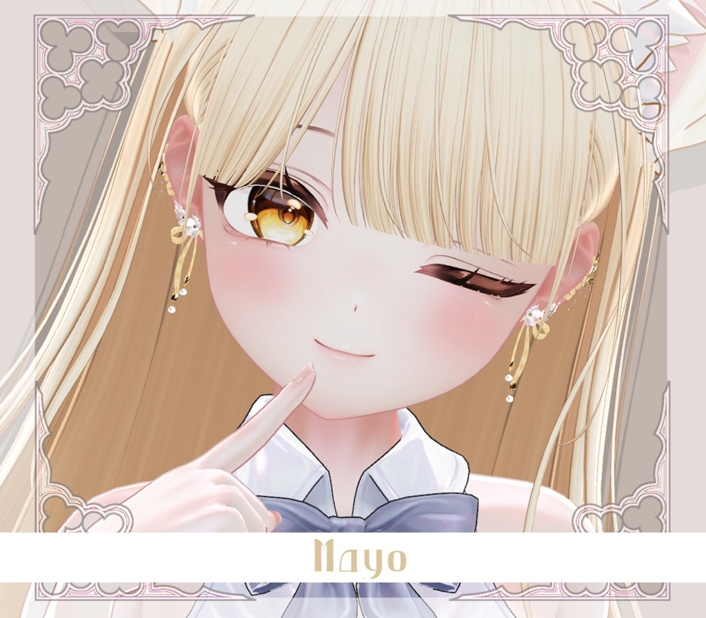 【複数アバター対応】Sweet Bloom Ribbon Pierce【VRChat想定】