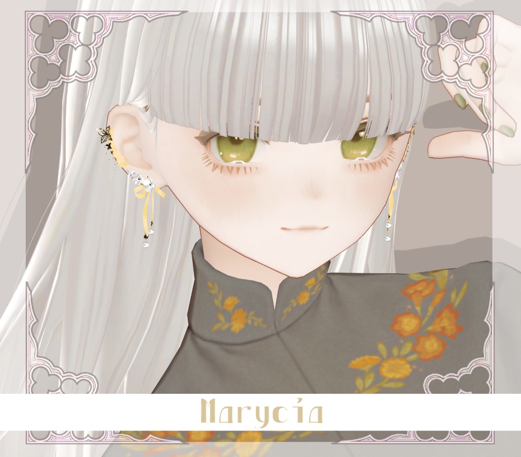 【複数アバター対応】Sweet Bloom Ribbon Pierce【VRChat想定】