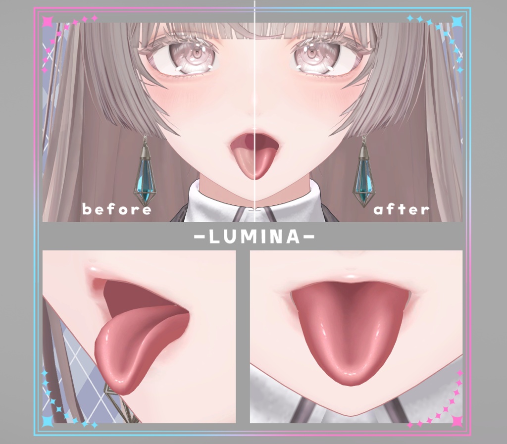 【複数アバター対応】口内カラーアップテクスチャ Make up texture