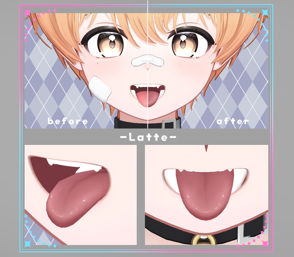 【複数アバター対応】口内カラーアップテクスチャ Make up texture