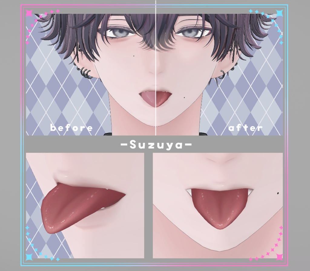 【複数アバター対応】口内カラーアップテクスチャ Make up texture