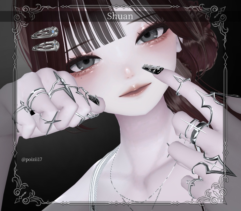 ★SALE★【複数アバター対応】-Ring Set- Veil Thorn 【VRChat想定】