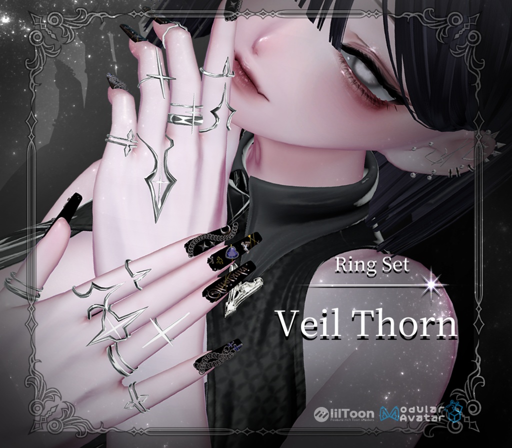 ★SALE★【複数アバター対応】-Ring Set- Veil Thorn 【VRChat想定】