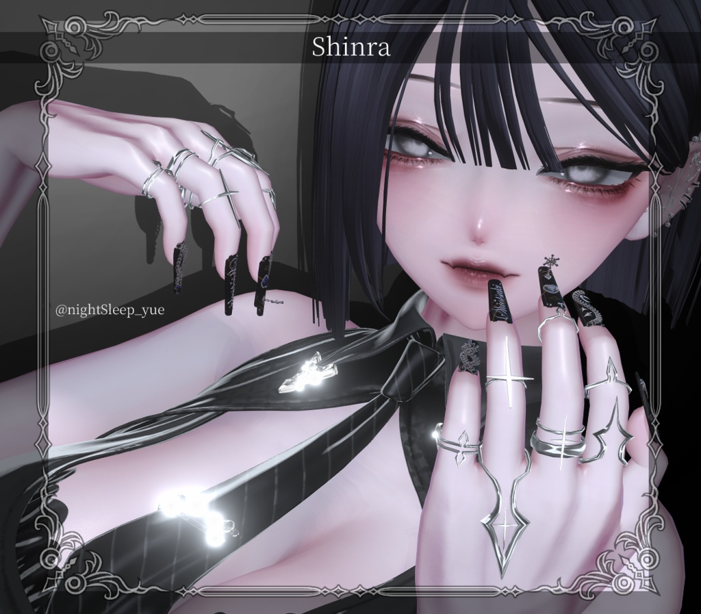 ★SALE★【複数アバター対応】-Ring Set- Veil Thorn 【VRChat想定】