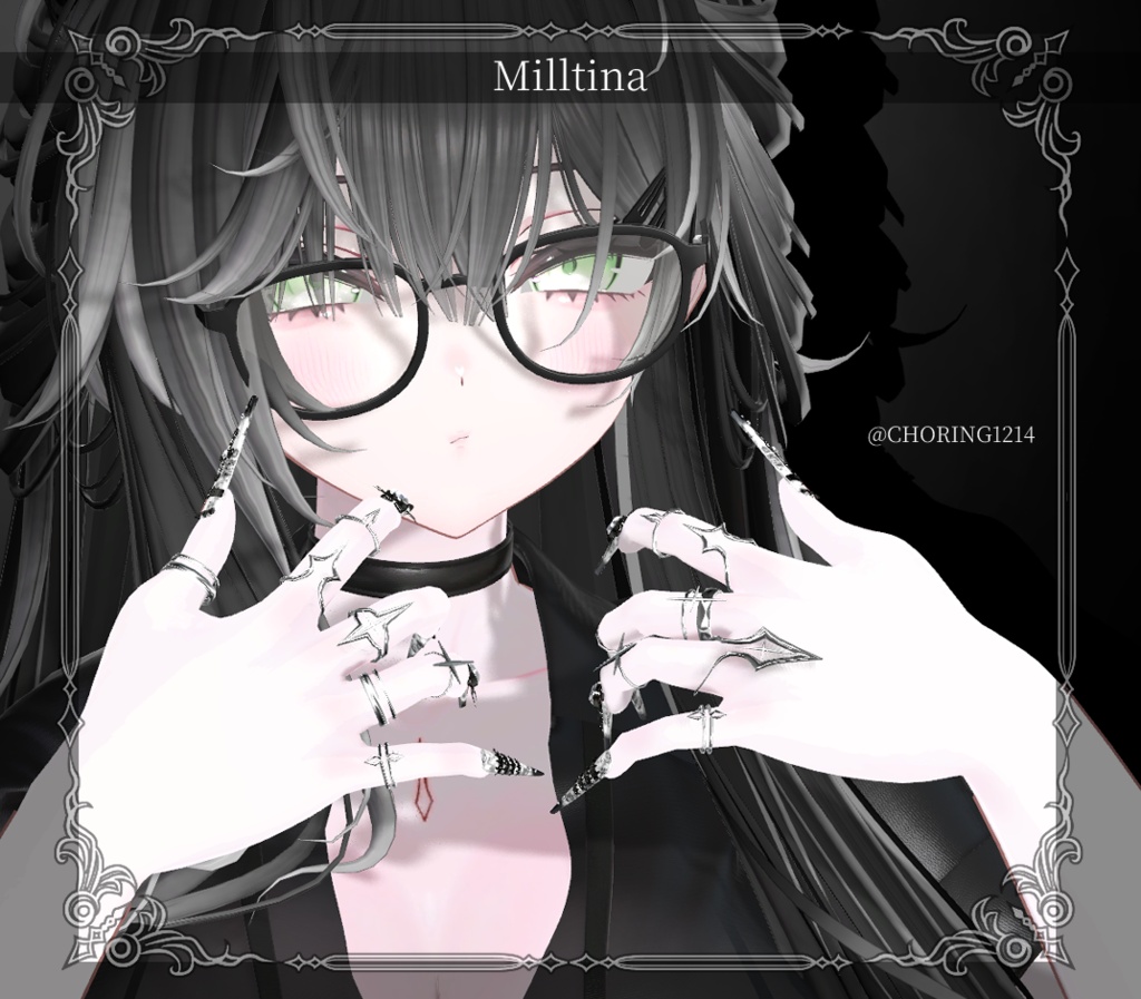 ★SALE★【複数アバター対応】-Ring Set- Veil Thorn 【VRChat想定】