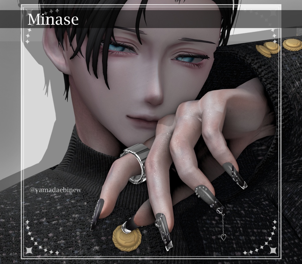 ★SALE★【複数アバター対応】Heart Buckle Nail【VRChat想定】