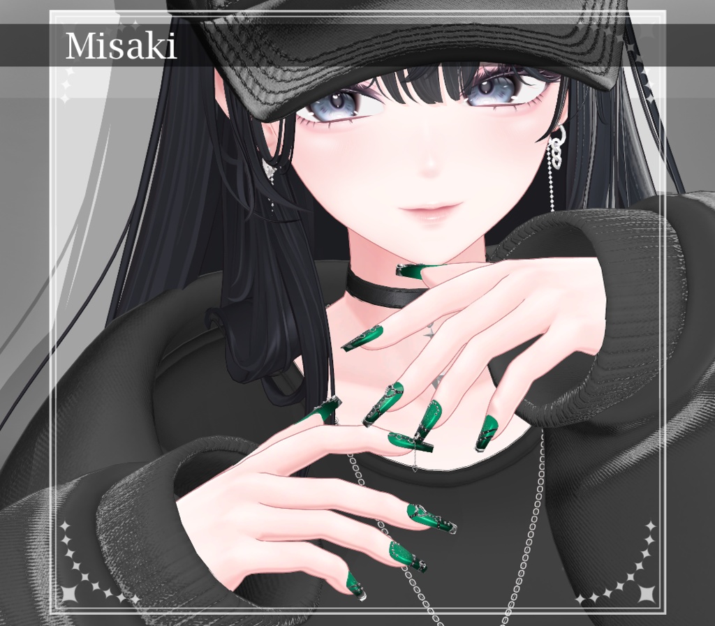 ★SALE★【複数アバター対応】Heart Buckle Nail【VRChat想定】