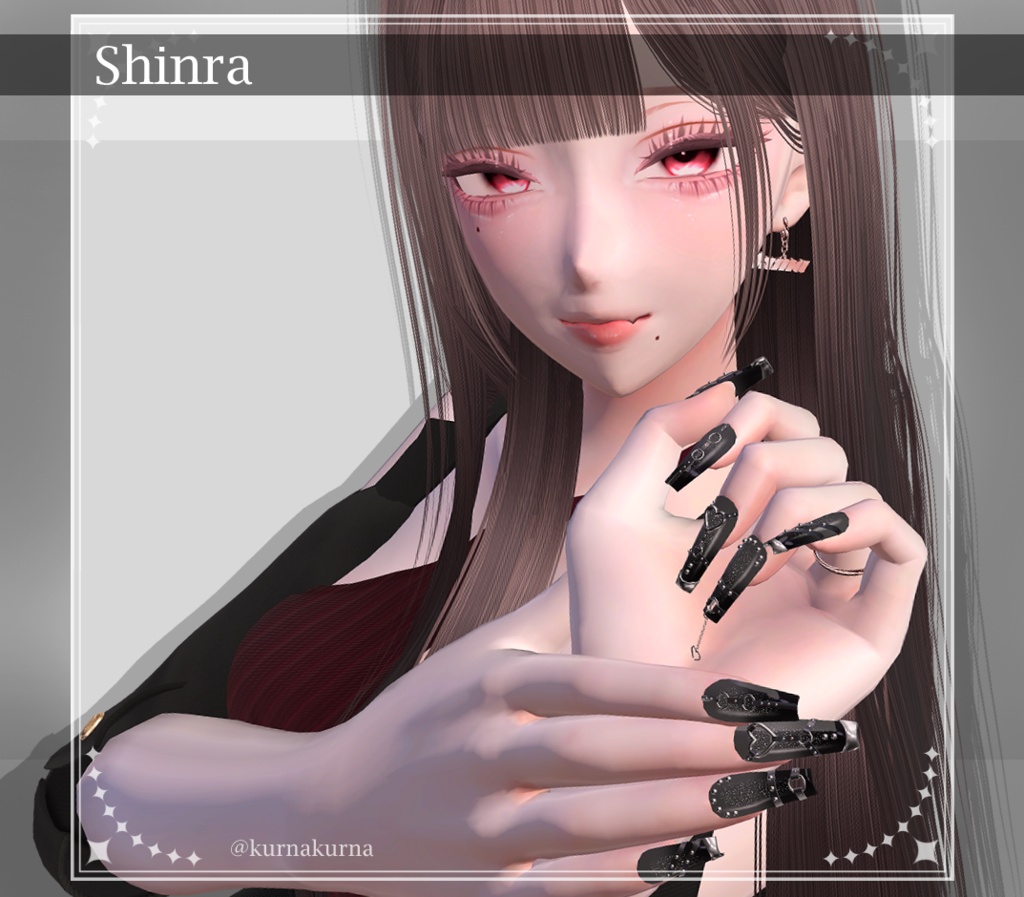 ★SALE★【複数アバター対応】Heart Buckle Nail【VRChat想定】