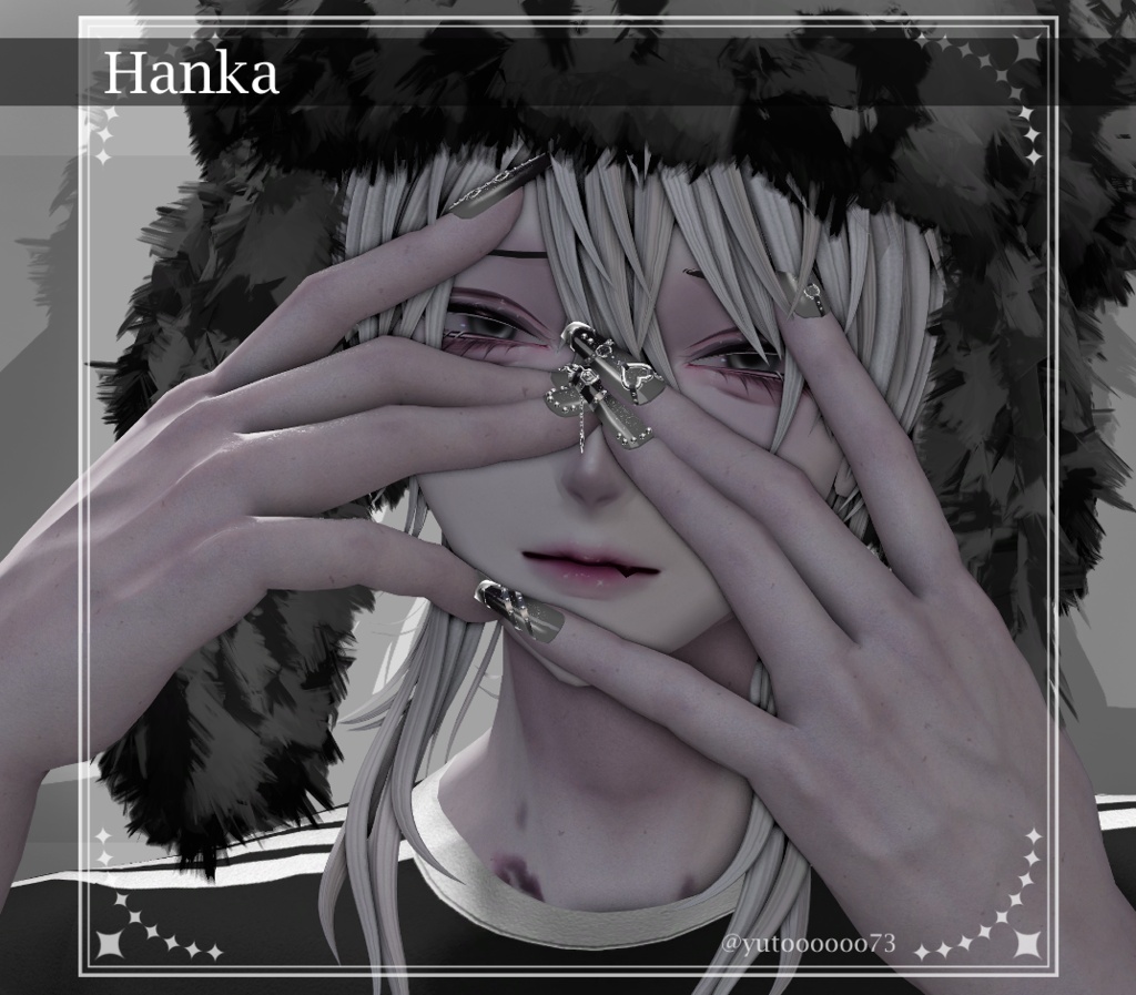 ★SALE★【複数アバター対応】Heart Buckle Nail【VRChat想定】