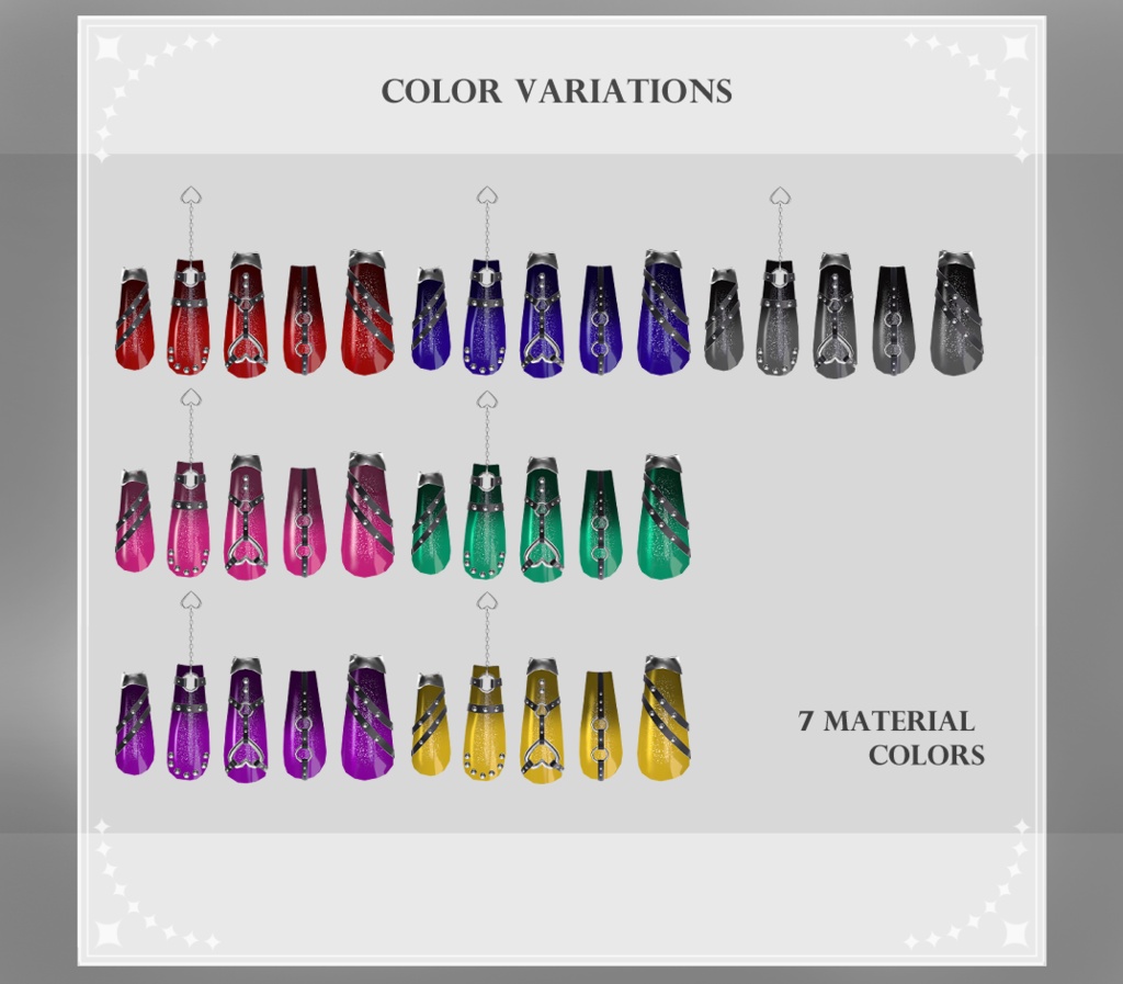 ★SALE★【複数アバター対応】Heart Buckle Nail【VRChat想定】