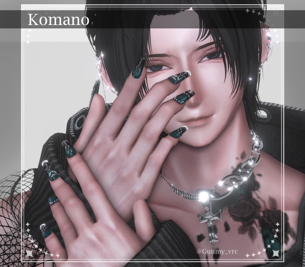 ★SALE★【複数アバター対応】Heart Buckle Nail【VRChat想定】