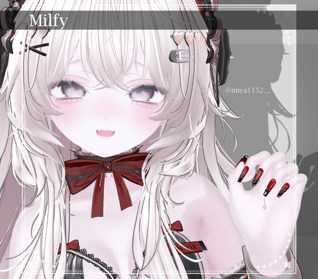 ★SALE★【複数アバター対応】Heart Buckle Nail【VRChat想定】