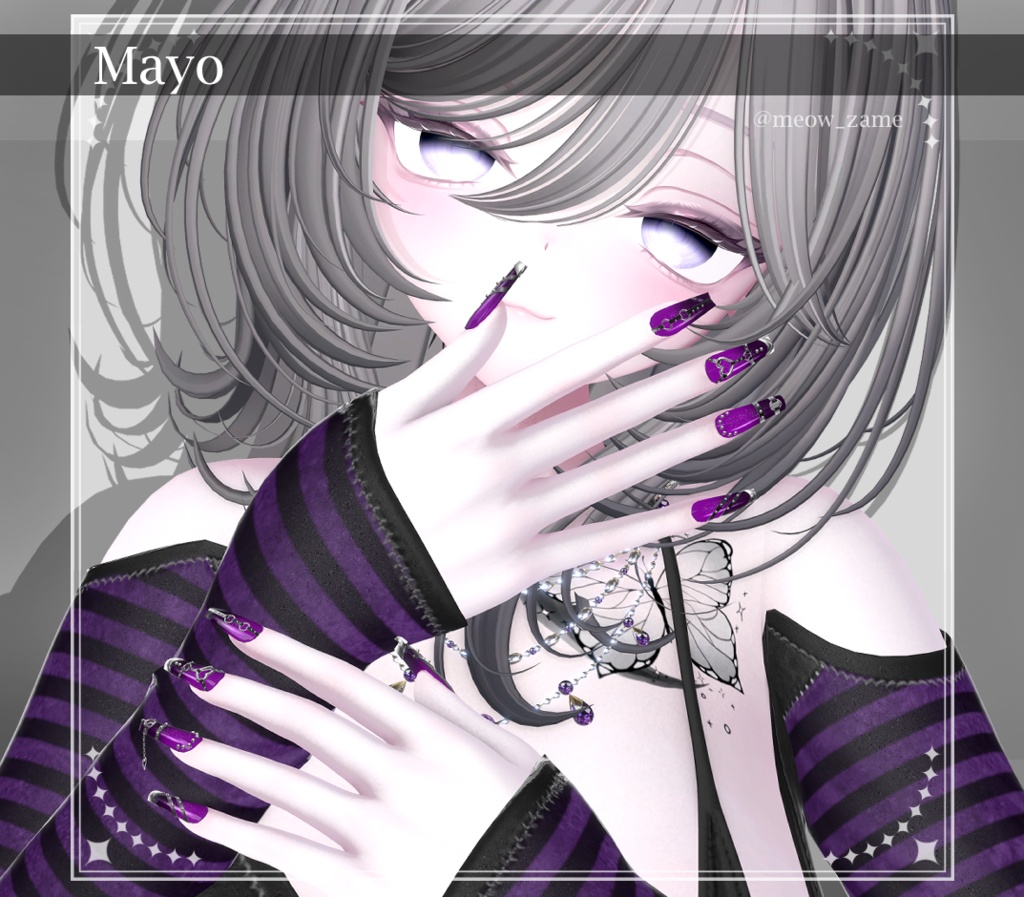★SALE★【複数アバター対応】Heart Buckle Nail【VRChat想定】