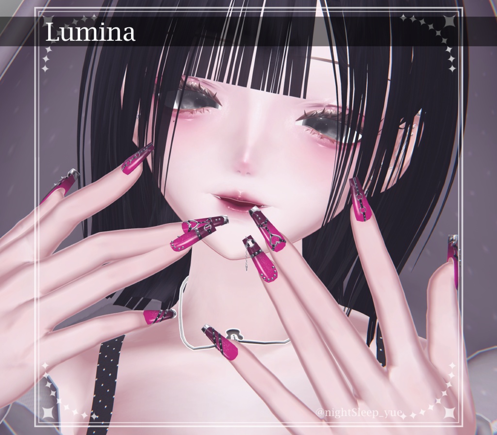 ★SALE★【複数アバター対応】Heart Buckle Nail【VRChat想定】