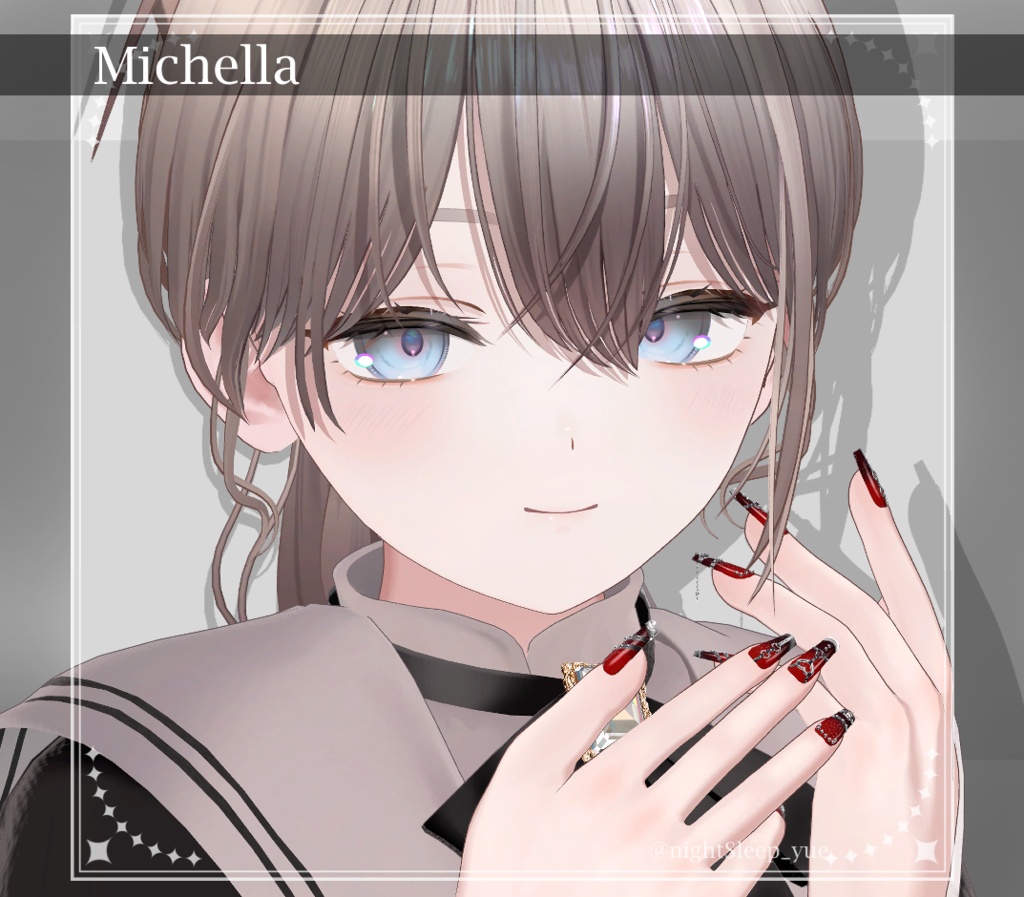 【複数アバター対応】Heart Buckle Nail【VRChat想定】