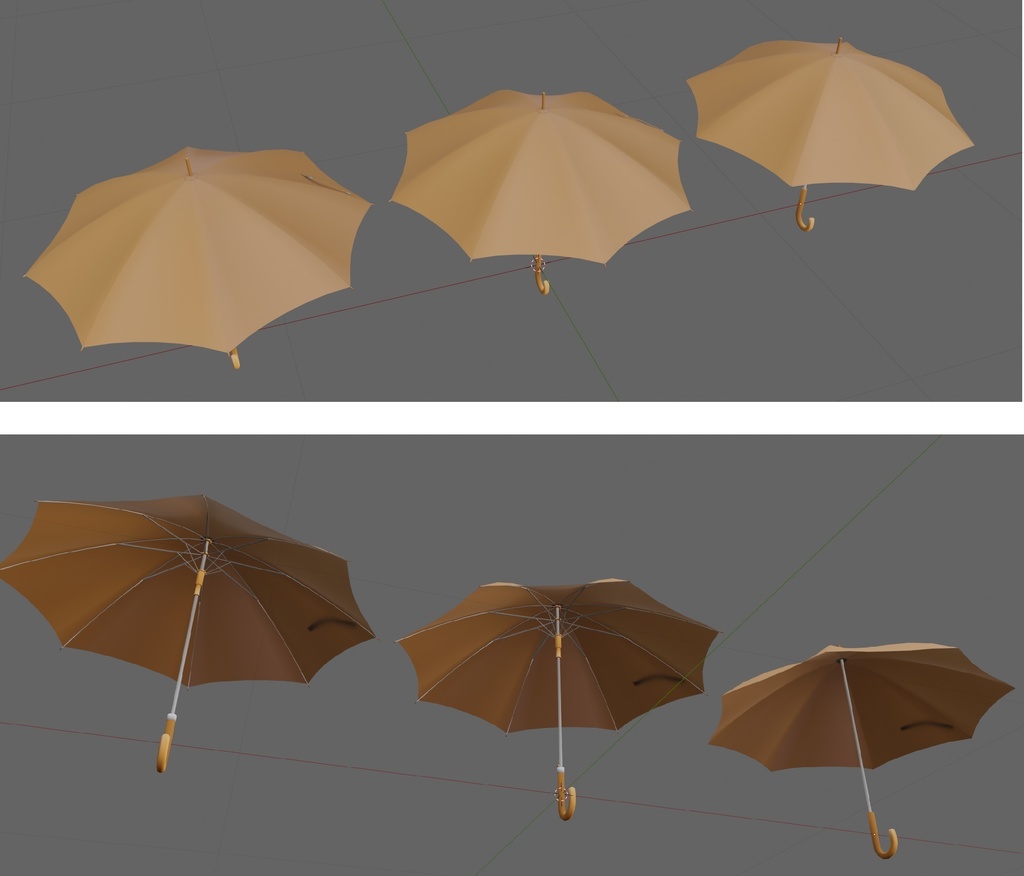 傘3Dデータ シェープキー付き